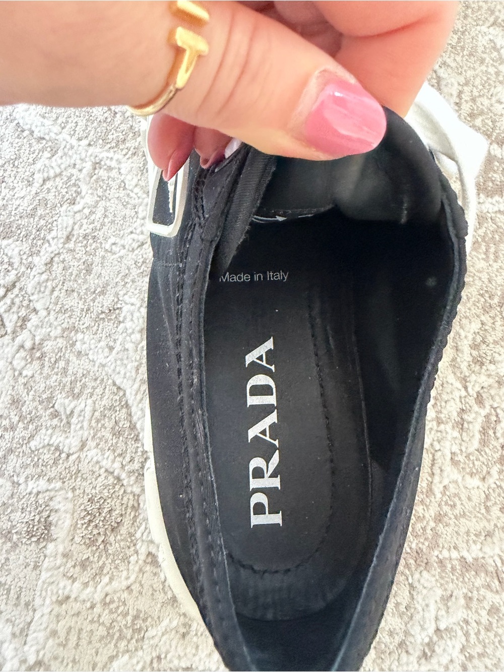 Prada Black and White Platform Sneaker - Picture 5 of 10
